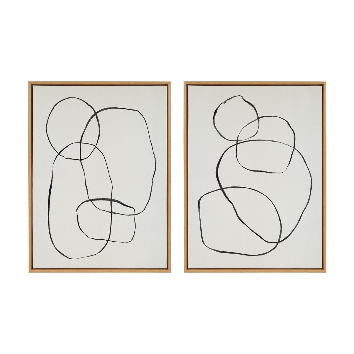 Kate and Laurel Sylvie Modern Circles Framed Canvas Set by Teju Reval