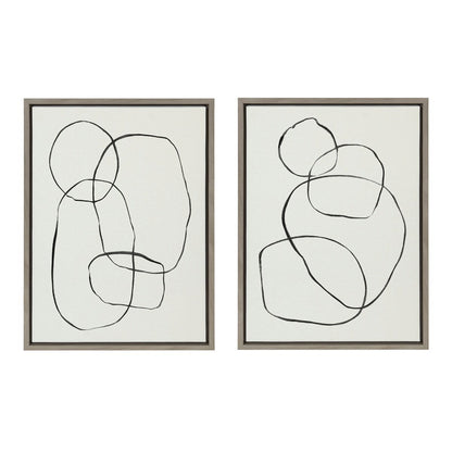 Kate and Laurel Sylvie Modern Circles Framed Canvas Set by Teju Reval