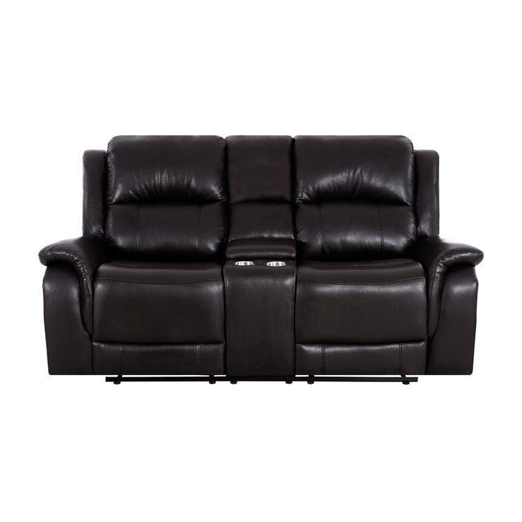 Leather Manual Recliner Sofa Collection for Living Room Leather Reclining Furniture for Home Office Living Room