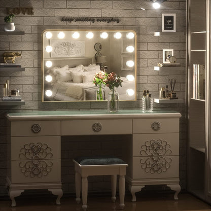 Keonjinn Miroir de maquillage LED Hollywood avec 15/18 lumières LED