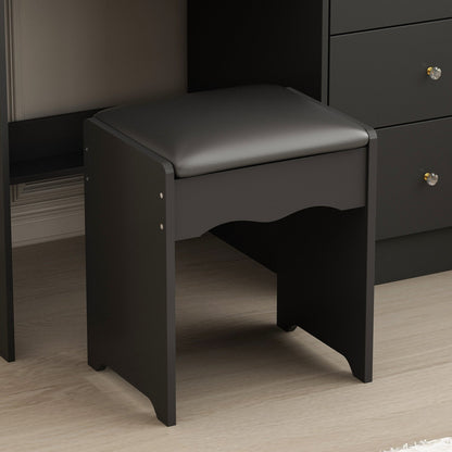 Ensemble de coiffeuse Kerrogee avec miroir éclairé réglable et tabouret - 99,9L x 49,9l x 136,1H (cm)