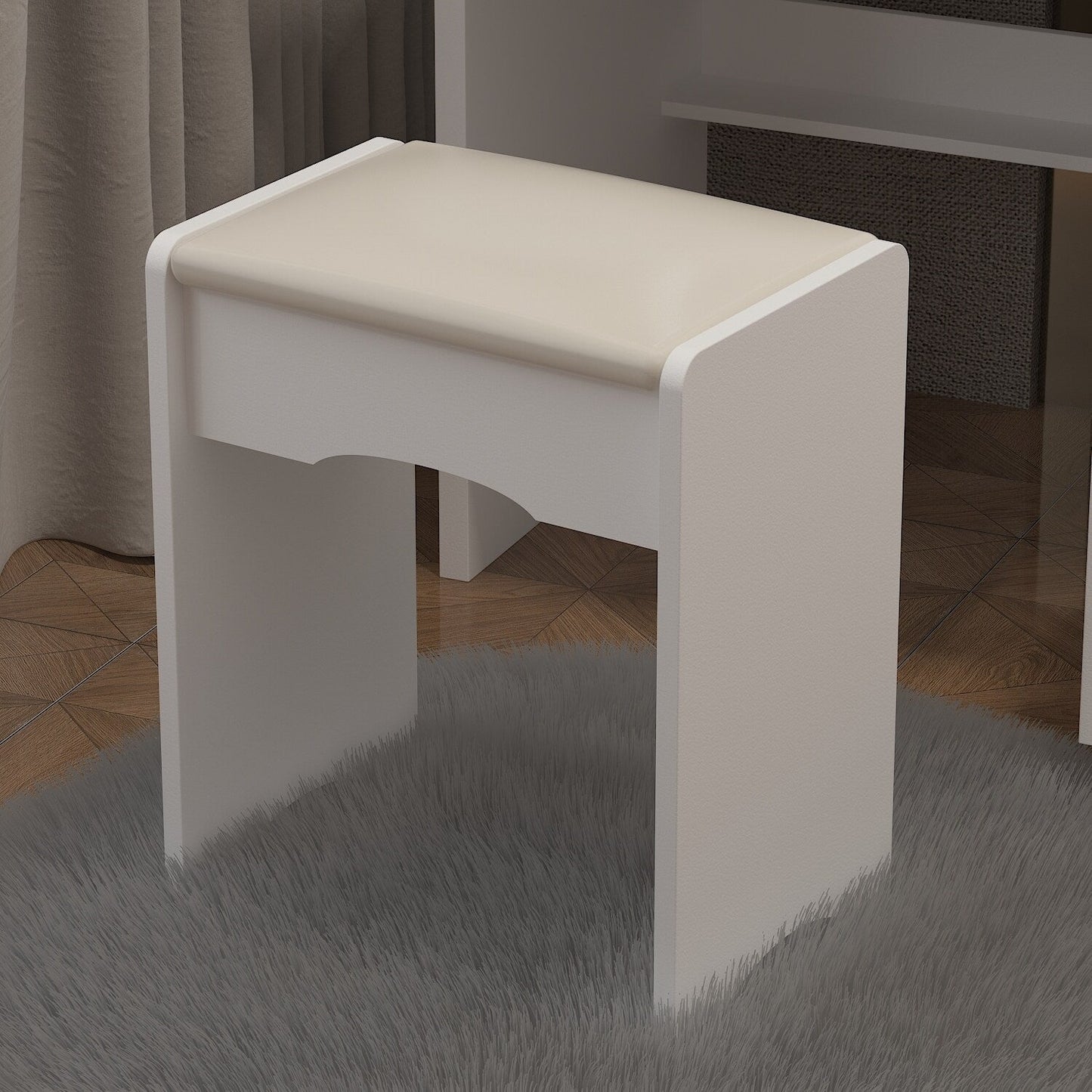 Ensemble de coiffeuse Kerrogee avec miroir éclairé réglable et tabouret - 99,9L x 49,9l x 136,1H (cm)