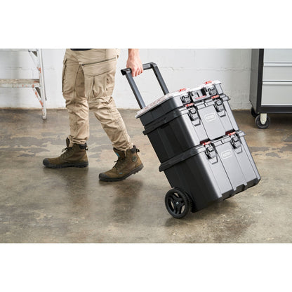 Keter Stack-n-Roll, système modulaire de rangement et d'organisation d'outils sur roulettes, 3 pièces, en résine durable.