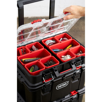 Keter Stack-n-Roll, système modulaire de rangement et d'organisation d'outils sur roulettes, 3 pièces, en résine durable.