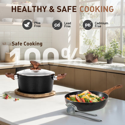 Ensemble de cuisine Kitchen Academy 15 pièces avec revêtement antiadhésif en granit