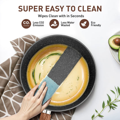 Ensemble de casseroles et poêles antiadhésives, 12 pièces, ensemble de cuisson en granit.