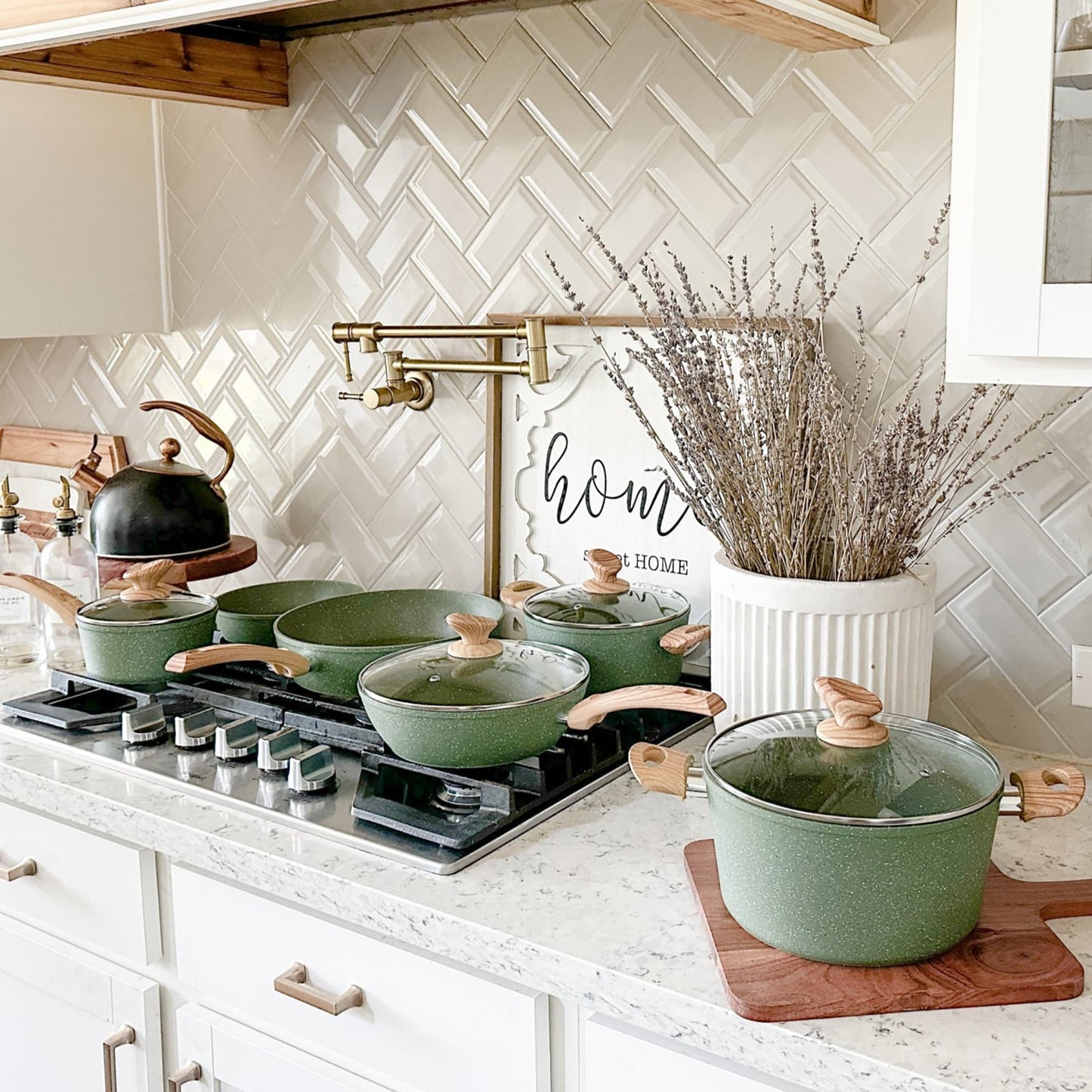 Ensemble de casseroles et poêles antiadhésives, 12 pièces, ensemble de cuisson en granit.