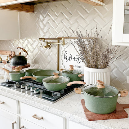 Ensemble de casseroles et poêles antiadhésives, 12 pièces, ensemble de cuisson en granit.