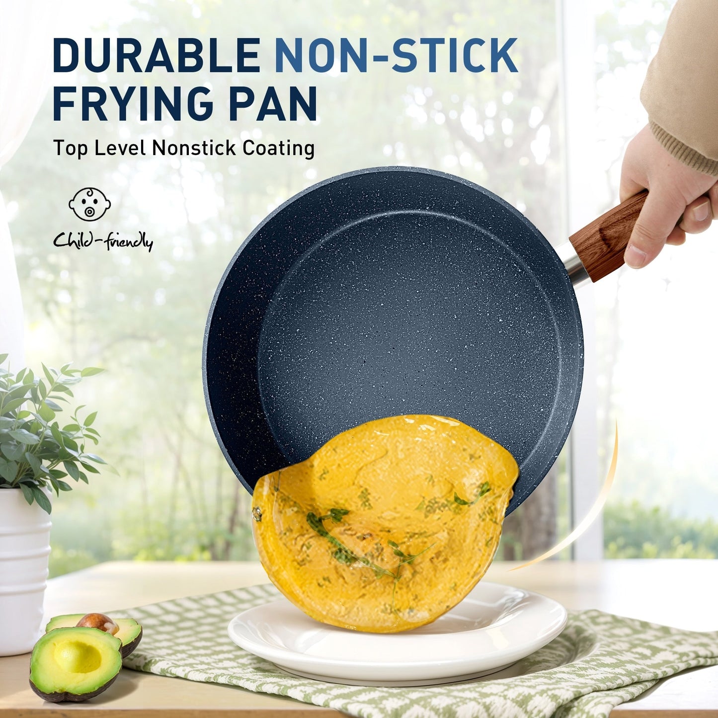 Ensemble de casseroles et poêles antiadhésives, 12 pièces, ensemble de cuisson en granit.