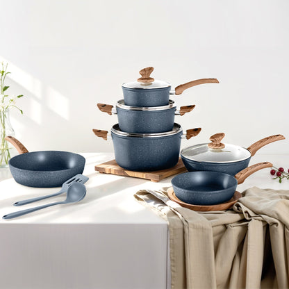 Ensemble de casseroles et poêles antiadhésives, 12 pièces, ensemble de cuisson en granit.