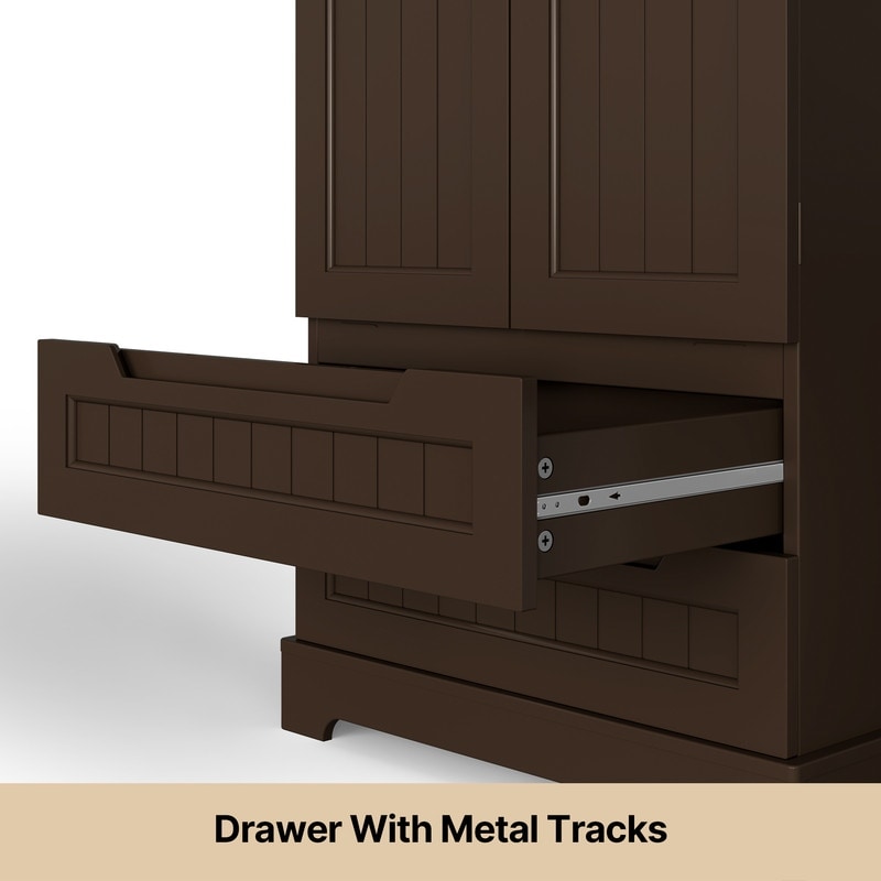 Armoire de rangement pour cuisine, armoire de rangement de salle de bain autoportante avec 2 portes et tiroirs