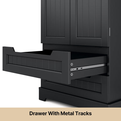 Armoire de rangement pour cuisine, armoire de rangement de salle de bain autoportante avec 2 portes et tiroirs