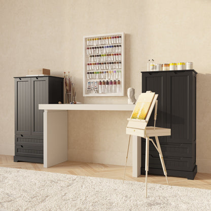 Armoire de rangement pour cuisine, armoire de rangement de salle de bain autoportante avec 2 portes et tiroirs
