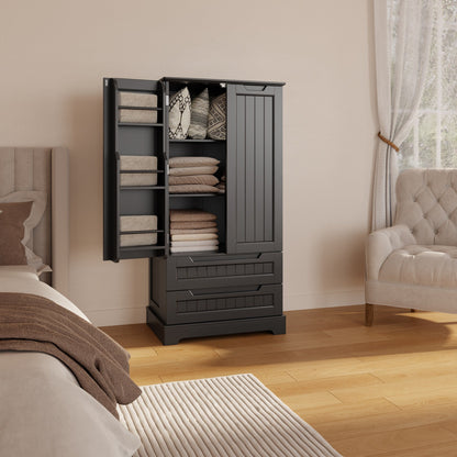 Armoire de rangement pour cuisine, armoire de rangement de salle de bain autoportante avec 2 portes et tiroirs