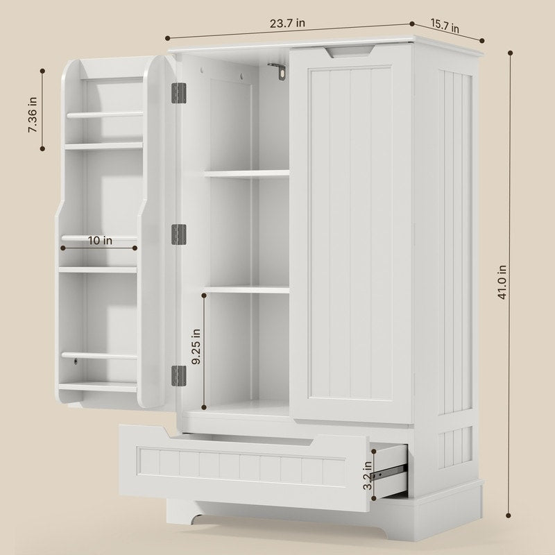 Armoire de rangement pour cuisine, armoire de rangement de salle de bain autoportante avec 2 portes et tiroirs