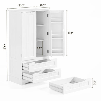 Armoire de rangement pour cuisine, armoire de rangement de salle de bain autoportante avec 2 portes et tiroirs