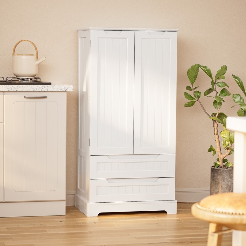 Armoire de rangement pour cuisine, armoire de rangement de salle de bain autoportante avec 2 portes et tiroirs
