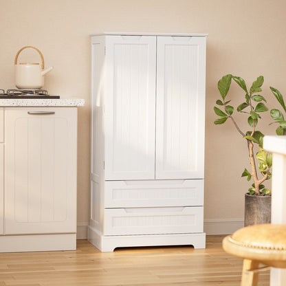 Armoire de rangement pour cuisine, armoire de rangement de salle de bain autoportante avec 2 portes et tiroirs