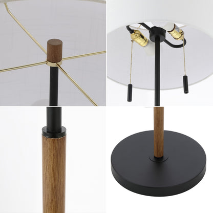 Koda 61 Lampe de sol à LED en fer forgé style rustique, avec cordon d'interrupteur à tirer, finition bois brun/noir par JONATHAN Y