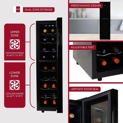Cave à vin Koolatron 18 bouteilles, modèle Slim, double zone, réfrigérateur à vin indépendant