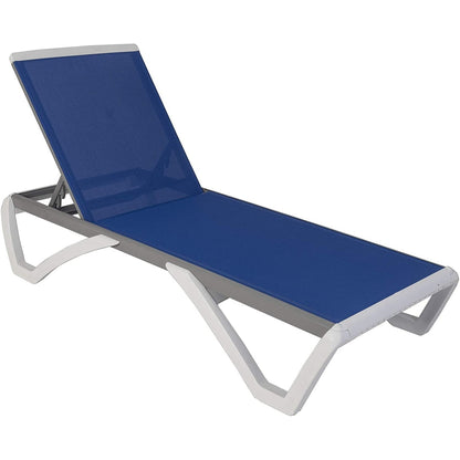 Chaise longue de jardin inclinable et réglable Kozyard Alan, entièrement en aluminium et pieds en résine de polypropylène.