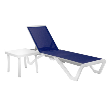 Chaise longue de jardin inclinable et réglable Kozyard Alan, entièrement en aluminium et pieds en résine de polypropylène.