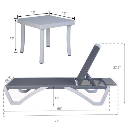 Chaise longue de jardin inclinable et réglable Kozyard Alan, entièrement en aluminium et pieds en résine de polypropylène.