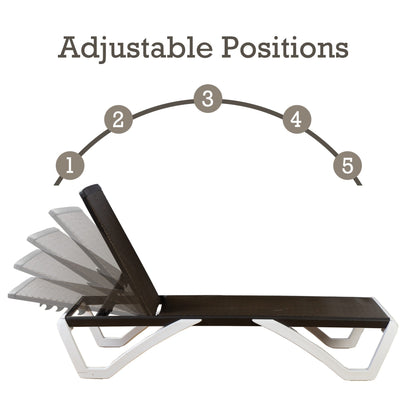 Chaise longue de jardin inclinable et réglable Kozyard Alan, entièrement en aluminium et pieds en résine de polypropylène.