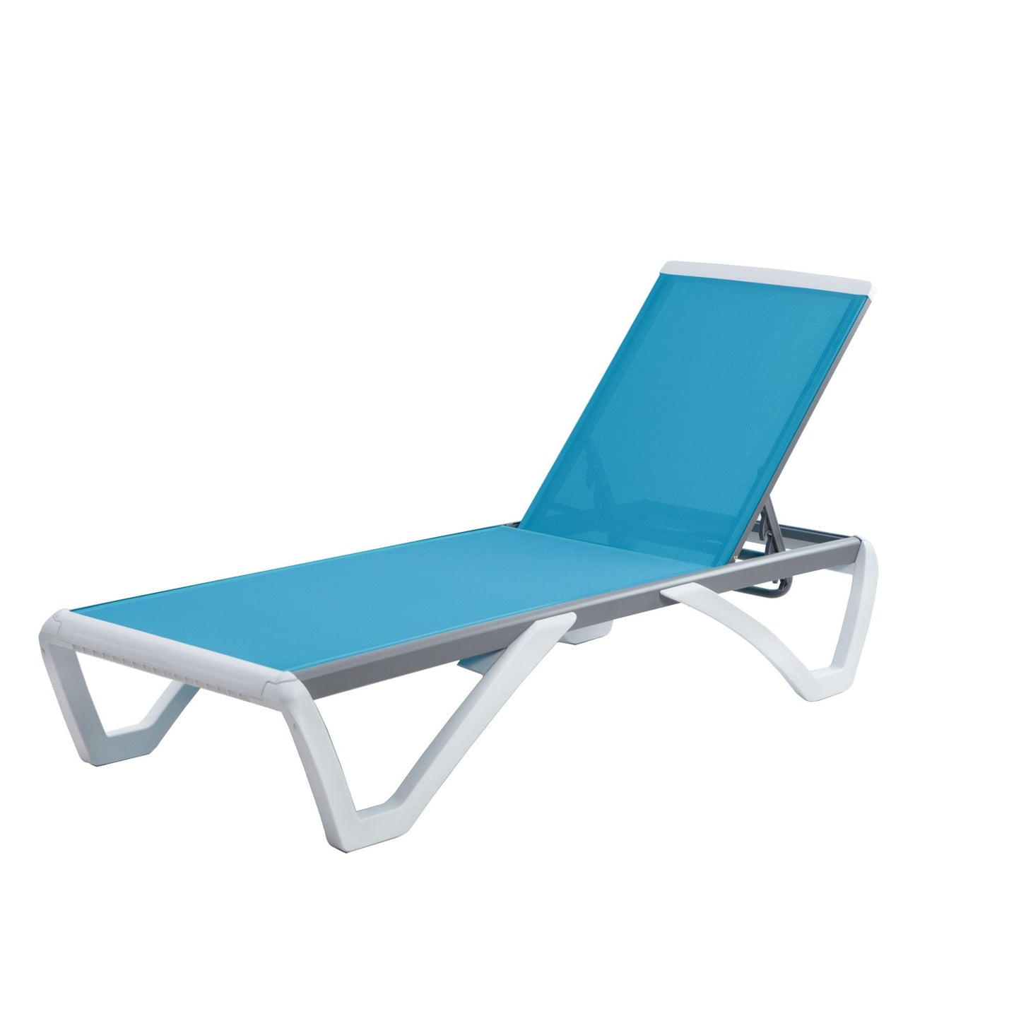 Chaise longue de jardin inclinable et réglable Kozyard Alan, entièrement en aluminium et pieds en résine de polypropylène.