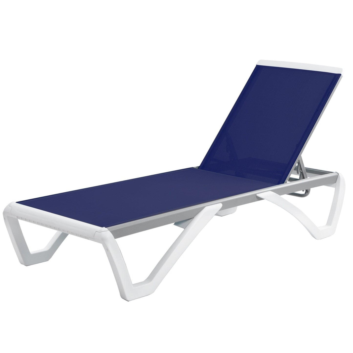 Chaise longue de jardin inclinable et réglable Kozyard Alan, entièrement en aluminium et pieds en résine de polypropylène.