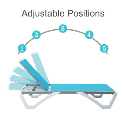 Chaise longue de jardin inclinable et réglable Kozyard Alan, entièrement en aluminium et pieds en résine de polypropylène.