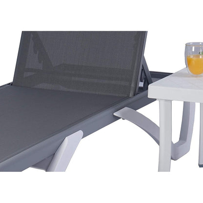 Chaise longue de jardin inclinable et réglable Kozyard Alan, entièrement en aluminium et pieds en résine de polypropylène.