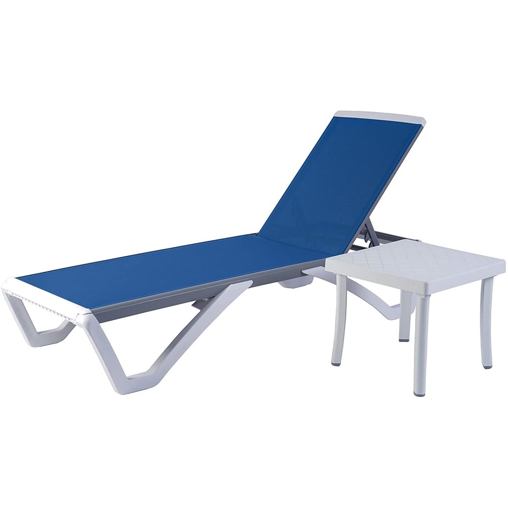 Chaise longue de jardin inclinable et réglable Kozyard Alan, entièrement en aluminium et pieds en résine de polypropylène.