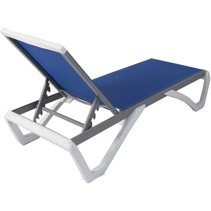 Chaise longue de jardin inclinable et réglable Kozyard Alan, entièrement en aluminium et pieds en résine de polypropylène.