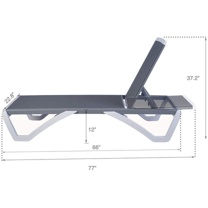 Chaise longue de jardin inclinable et réglable Kozyard Alan, entièrement en aluminium et pieds en résine de polypropylène.