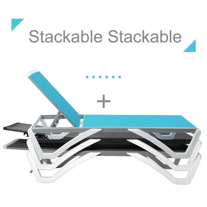 Chaise longue de jardin inclinable et réglable Kozyard Alan, entièrement en aluminium et pieds en résine de polypropylène.