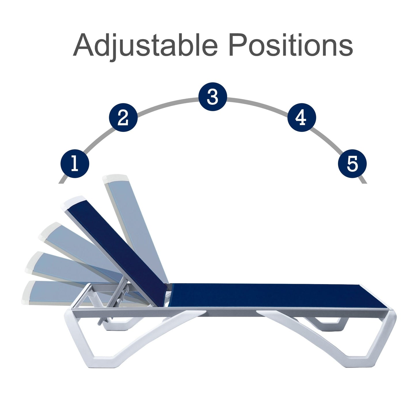 Chaise longue de jardin inclinable et réglable Kozyard Alan, entièrement en aluminium et pieds en résine de polypropylène.