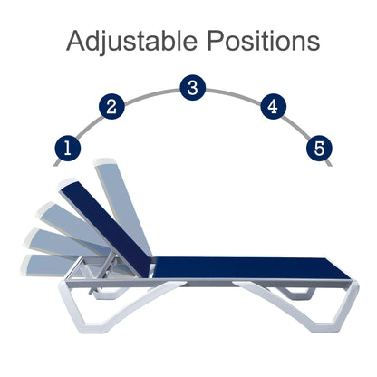 Chaise longue de jardin inclinable et réglable Kozyard Alan, entièrement en aluminium et pieds en résine de polypropylène.