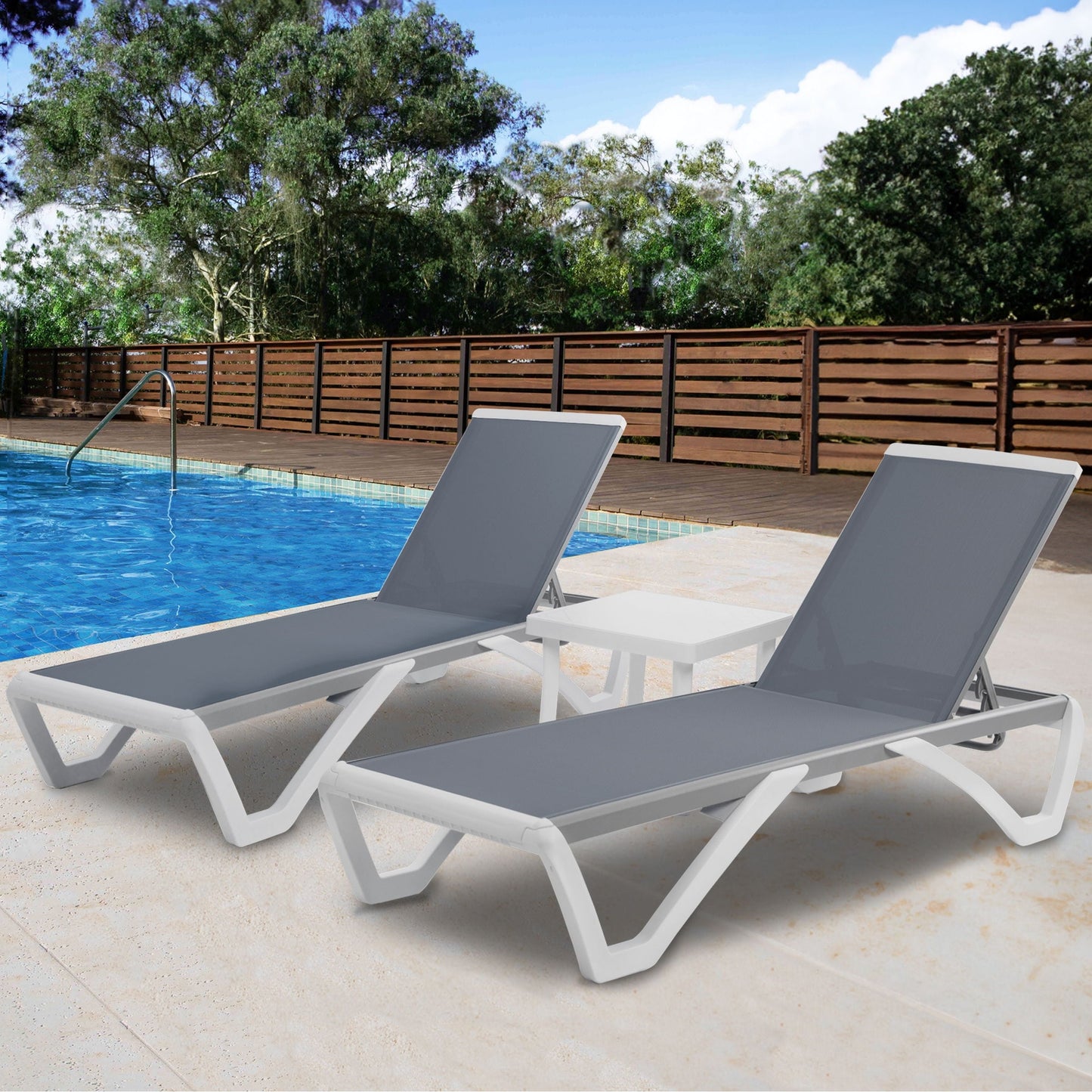 Chaise longue de jardin inclinable et réglable Kozyard Alan, entièrement en aluminium et pieds en résine de polypropylène.
