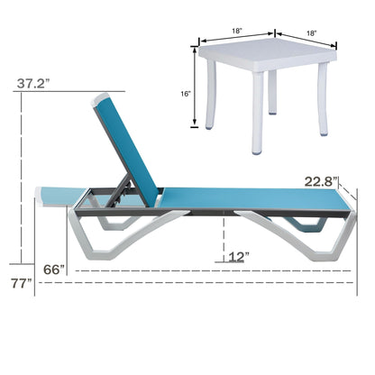 Chaise longue de jardin inclinable et réglable Kozyard Alan, entièrement en aluminium et pieds en résine de polypropylène.