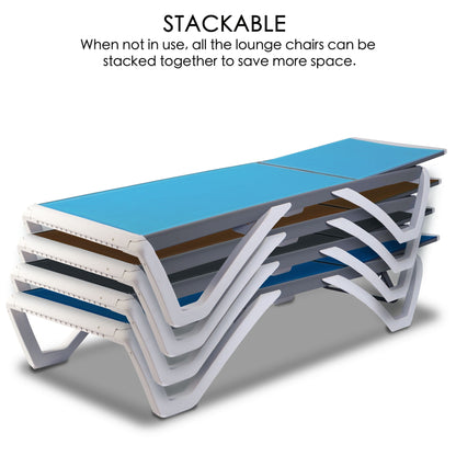 Chaise longue de jardin inclinable et réglable Kozyard Alan, entièrement en aluminium et pieds en résine de polypropylène.