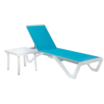 Chaise longue de jardin inclinable et réglable Kozyard Alan, entièrement en aluminium et pieds en résine de polypropylène.