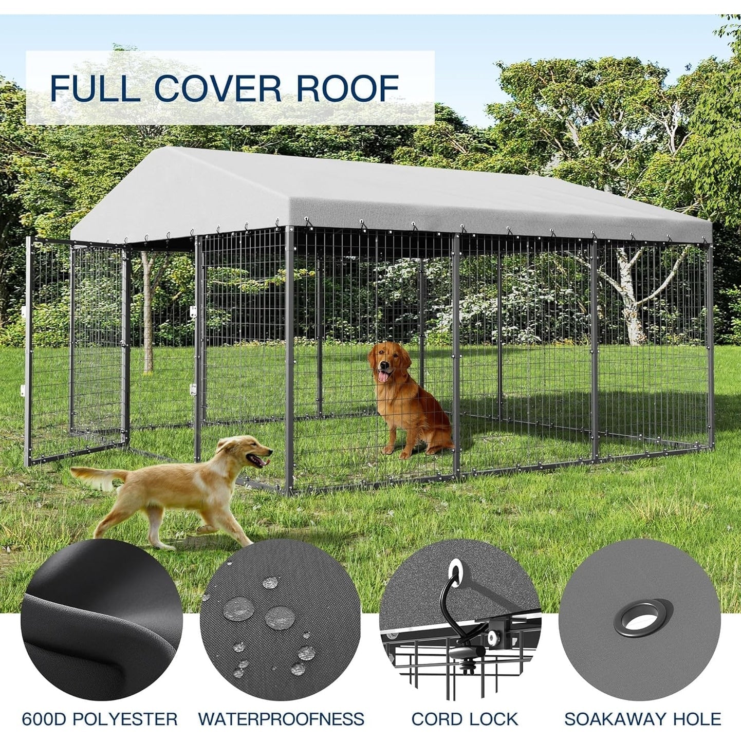 W 118 x D 118 x H 70 Grande Cabane pour Chien d'Extérieur, Abri pour Chien Robuste avec Toit Imperméable