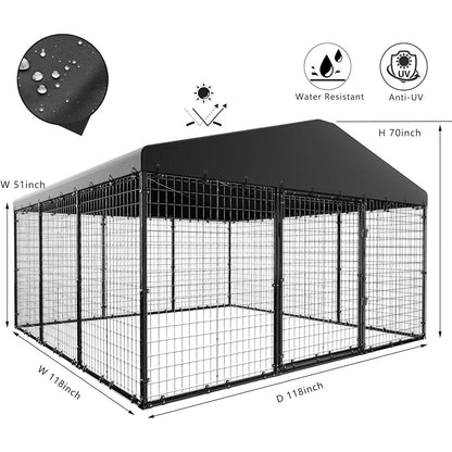 W 118 x D 118 x H 70 Grande Cabane pour Chien d'Extérieur, Abri pour Chien Robuste avec Toit Imperméable