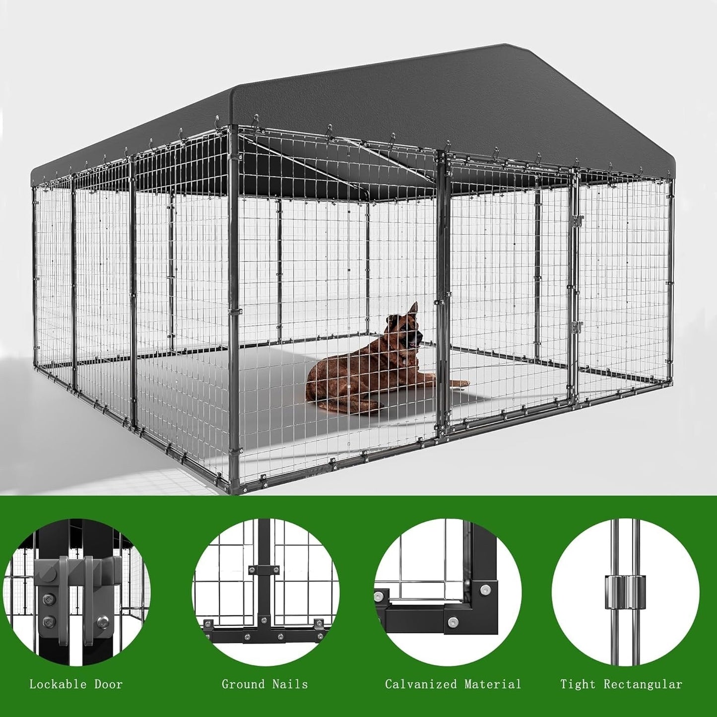 W 118 x D 118 x H 70 Grande Cabane pour Chien d'Extérieur, Abri pour Chien Robuste avec Toit Imperméable