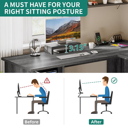 Bureau de jeu en forme de L Moasis, bureau d'ordinateur d'angle de 59 pouces avec support de moniteur