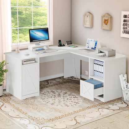 Bureau de jeu en forme de L Moasis, bureau d'ordinateur d'angle de 59 pouces avec support de moniteur