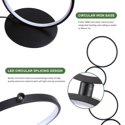 Lampe de sol LED moderne à intensité variable, lampe de coin à 3 intensités lumineuses avec 5 anneaux pour salon.