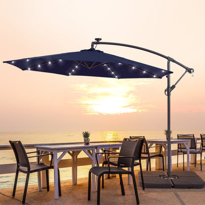 Parasol de terrasse déporté LED LIVOOSUN 10 pieds avec pied en croix