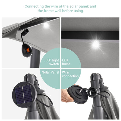 Parasol de terrasse déporté LED LIVOOSUN 10 pieds avec pied en croix